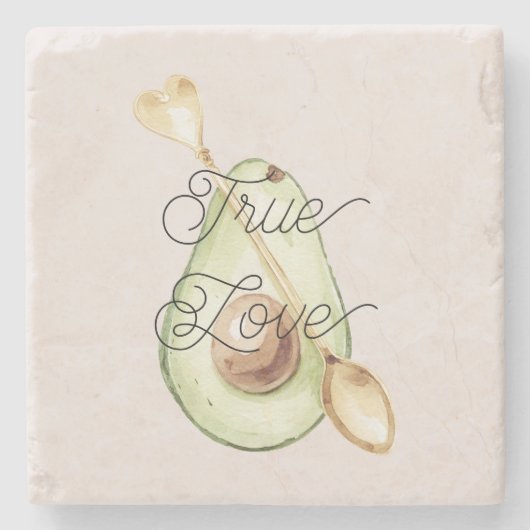 Blush Roze Avocado Hart Lepel Stenen Onderzetter (Voorkant)