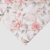 Blush roze Aziatische bloemenvogel Tissuepapier (Detail)