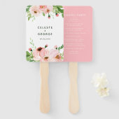 Blush roze baardbruiloft handwaaier (Voorkant en achterkant)