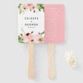 Blush roze baardbruiloft handwaaier (Voorkant en achterkant)