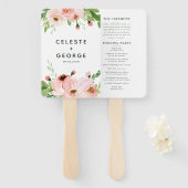 Blush roze baardbruiloft handwaaier (Voorkant en achterkant)