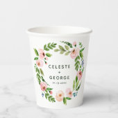 Blush roze baardbruiloft papieren bekers (Achterkant)