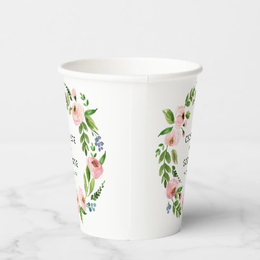 Blush roze baardbruiloft papieren bekers (Rechts)