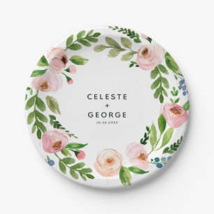 Blush roze baardbruiloft papieren bordje