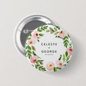 Blush roze baardbruiloft ronde button 5,7 cm (Voorkant /achterkant)