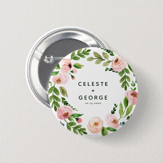 Blush roze baardbruiloft ronde button 5,7 cm (Voorkant /achterkant)