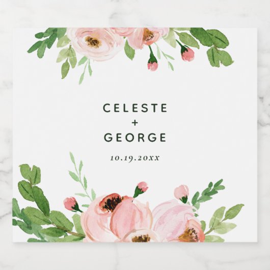 Blush roze baardbruiloft sparkling wijnetiket (Enkel label)