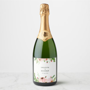 Blush roze baardbruiloft sparkling wijnetiket