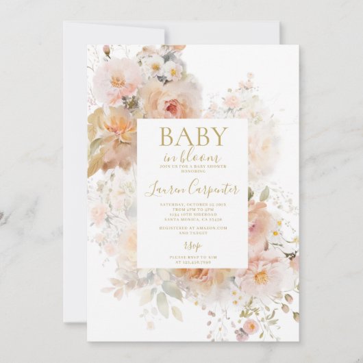 Blush roze Baby in bloei Baby shower meisje Kaart (Voorkant)