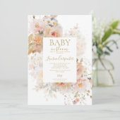 Blush roze Baby in bloei Baby shower meisje Kaart (Staand voorkant)