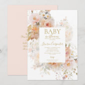Blush roze Baby in bloei Baby shower meisje Kaart (Voorkant / Achterkant)