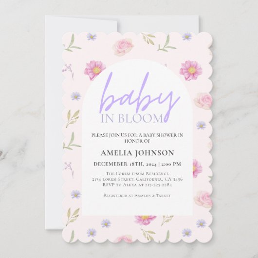 Blush Roze Baby in bloei bloesem baby shower Kaart (Voorkant)