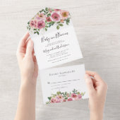 Blush roze Baby in Bloom Baby shower All In One Uitnodiging (Afscheurbaar)
