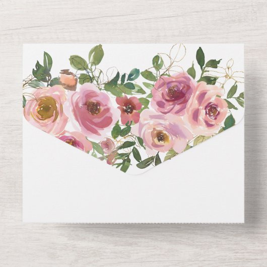 Blush roze Baby in Bloom Baby shower All In One Uitnodiging (Achterkant)