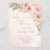 Blush roze Baby in Bloom Baby shower Invitation Kaart (Voorkant / Achterkant)
