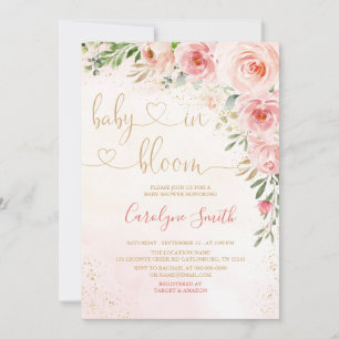 Blush roze Baby in Bloom Baby shower Invitation Kaart