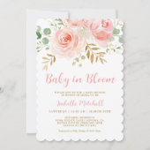 Blush Roze "Baby in Bloom" Baby shower Uitnodiging (Voorkant)