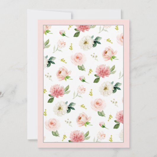 Blush roze Baby in Bloom Floral Baby shower Kaart (Achterkant)