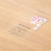 Blush Roze Baby in Bloom Shower Bloemen Meisje Acryl Uitnodigingen (Laagn)