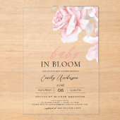 Blush Roze Baby in Bloom Shower Bloemen Meisje Acryl Uitnodigingen (Voorkant)