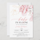 Blush Roze Baby in Bloom Shower Bloemen Meisje Kaart (Voorkant)