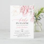 Blush Roze Baby in Bloom Shower Bloemen Meisje Kaart (Staand voorkant)