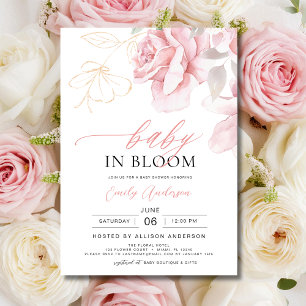 Blush Roze Baby in Bloom Shower Bloemen Meisje Kaart
