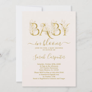 Blush roze Baby in Bloom Shower Girl Invitation Kaart