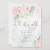 Blush roze Baby is koud buiten baby shower Kaart (Voorkant)