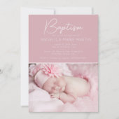 Blush roze baby meisje foto doop kaart (Voorkant)