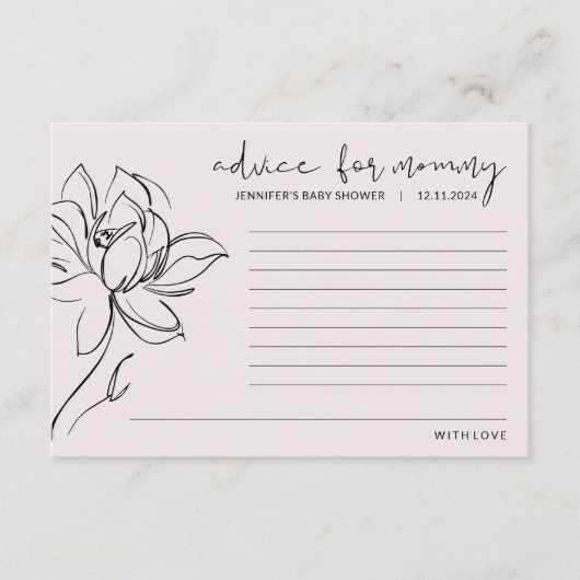 Blush Roze Baby shower Bloem Advies voor Moeder (Voorkant)
