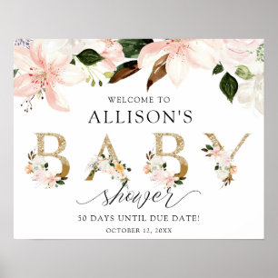 Blush roze baby shower burlap welkomstteken poster