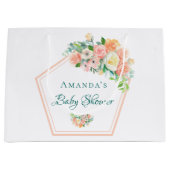 Blush Roze Baby shower geometrisch bloemkoper Groot Cadeauzakje (Voorkant)