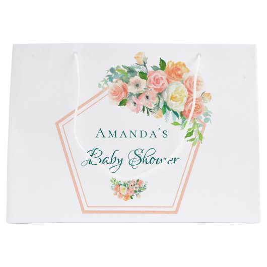 Blush Roze Baby shower geometrisch bloemkoper Groot Cadeauzakje (Voorkant)