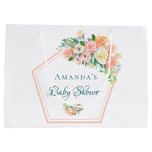 Blush Roze Baby shower geometrisch bloemkoper Groot Cadeauzakje (Achterkant)