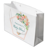 Blush Roze Baby shower geometrisch bloemkoper Groot Cadeauzakje (Achterkant Gekanteld)