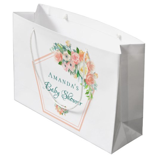 Blush Roze Baby shower geometrisch bloemkoper Groot Cadeauzakje (Achterkant Gekanteld)