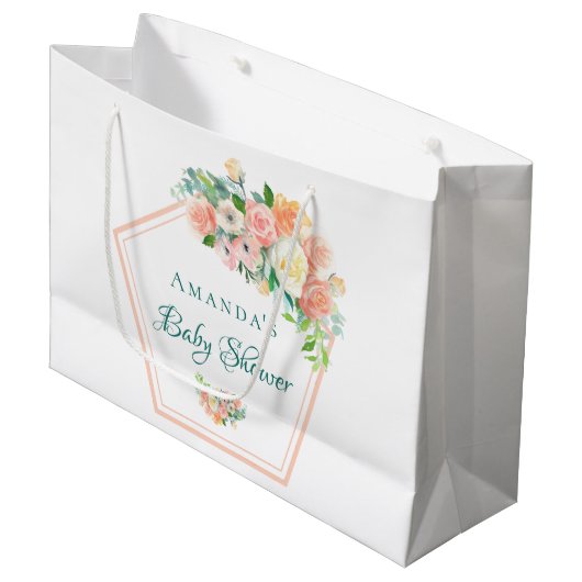 Blush Roze Baby shower geometrisch bloemkoper Groot Cadeauzakje (Voorkant Gekanteld)
