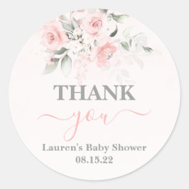 Blush Roze Baby shower Girl Classic Round Sticker