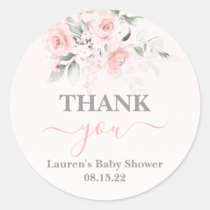 Blush Roze Baby shower Girl Classic Round Sticker