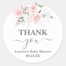 Blush Roze Baby shower Girl Classic Round Sticker