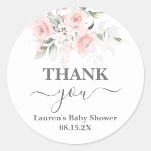 Blush Roze Baby shower Girl Classic Round Sticker