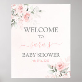 Blush roze Baby shower Girl Welkomstteken Poster