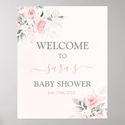 Blush roze Baby shower Girl Welkomstteken Poster (Voorkant)