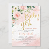 Blush Roze Baby shower Invitation girl Kaart (Voorkant)