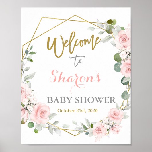 Blush roze Baby shower juweliel bord Poster (Voorkant)