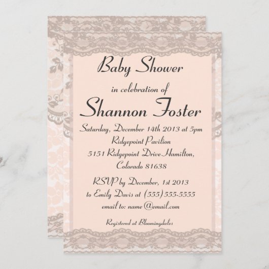 Blush Roze Baby shower Kaart (Voorkant / Achterkant)