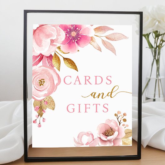 Blush Roze Baby shower Kaarten & Geschenken Teken Poster