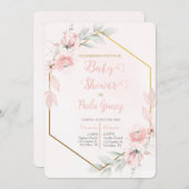 Blush roze Baby shower meisje Kaart (Voorkant / Achterkant)