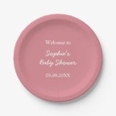 Blush Roze Baby shower Papieren Borden Bordje (Voorkant)